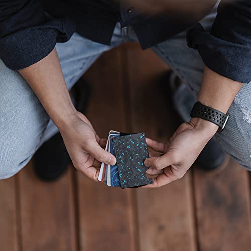 Image of Ridge Wallet for Men - Slim Minimalist Compact Wallet and Card Holder, RFID Protected Front Pocket Wallets for Men with Integrated Cash Strap (Forged Pacific)