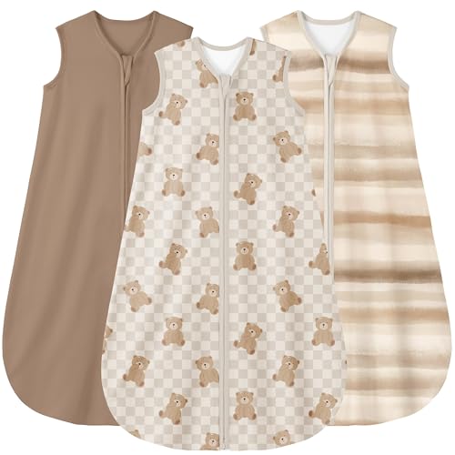 Image of Yoofoss Baby Sleep Sack 0-6 Months Wearable Blanket for Babies 100% Organic Cotton 2-Way Zipper TOG 0.5 Toddler Sleeping Sack 3 Pack, Comfy Lightweight Sleep Sacks