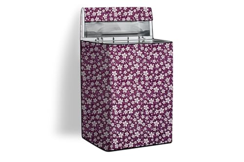 Image of Stylista PVC Washing Machine Cover Compatible for 7 KG Fully-Automatic Top Load TL-RGS, Floral Pattern Purple