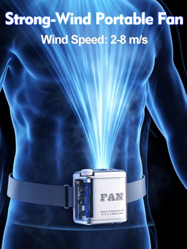 Image of Transparent Mecha-style Wearable Waist Fan: USB-C Rechargeable 0-100 Wind Control, RGB Lighting, Detachable Belt Clip, 360 Rotation, for Shirt, Belt, Umbrella Handle, Handheld Use, 3-12 Hours
