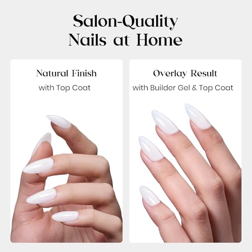 Image of Beetles Milky White Press On Nails, 160pcs Soft Gel Medium Almond Tips | 160pcs in 16 Sizes, Pre-Colored Milky White Tips for a Natural Medium Almond DIY Manicure