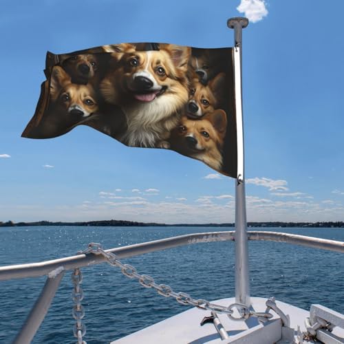 Drapeau extérieur Corgi anti-déchirure grand format double face toutes saisons - 7