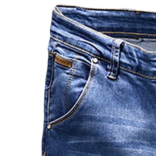 Men's Slim Fit Stretch Jeans Classic Solid Color Tapered Leg Denim Pants Retro Washed Distressed Comfort Jean2