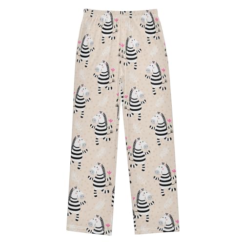 Boys' Pants Cute Cartoon Zebra Long Bottoms Jogger Pants Elastic Waist Trousers with Pockets S-XL