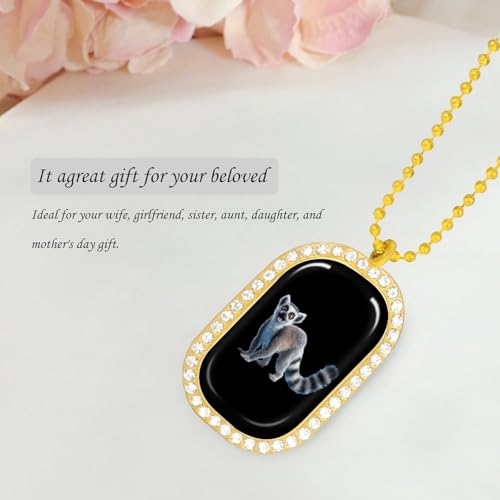 Cute Lemur Novelty Pendant Necklaces for Women Funny Fashion Jewelry Diamond Necklaces for Wedding Birthday Gold Silver3