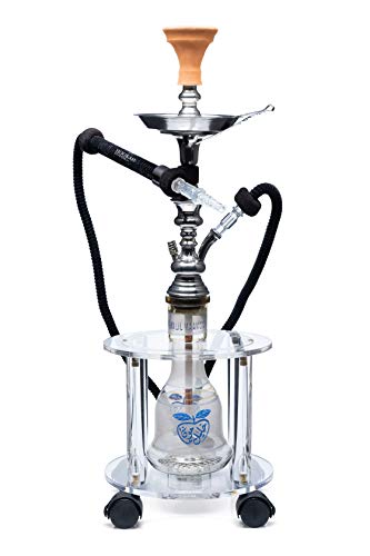 Hookah Stands Mini to Protect Hooka from Falling Over, Clear Acrylic Table with Wheels & Brakes, Hookah Accessories, Secure Shisha, No Nicotine (Mini)