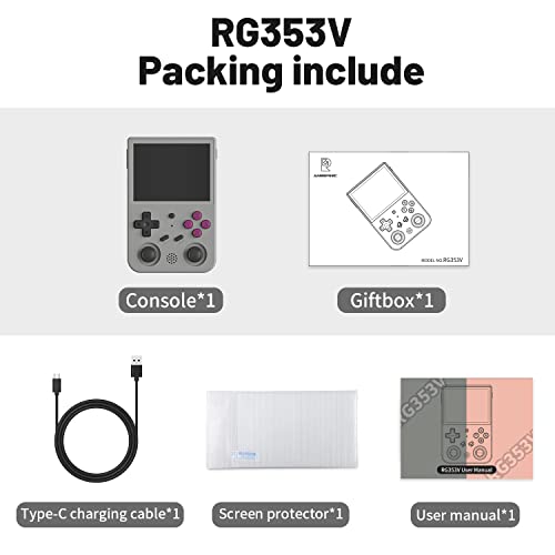 Image of RG353V Retro Handheld Game with Dual OS Android 11 and Linux,RG353V with 64G TF Card Pre-Installed 4452 Games Supports 5G WiFi 4.2 Bluetooth Online Fighting,Streaming and HDMI (RG353V-GRAY-NEW)