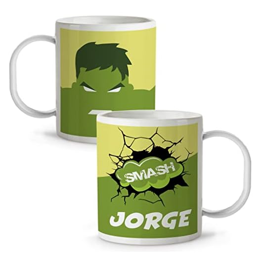 Taza Superhéroes Personalizada con Nombre | Plástico | Vuelta al Cole | Varios Diseños y Colores Interior | Hulk