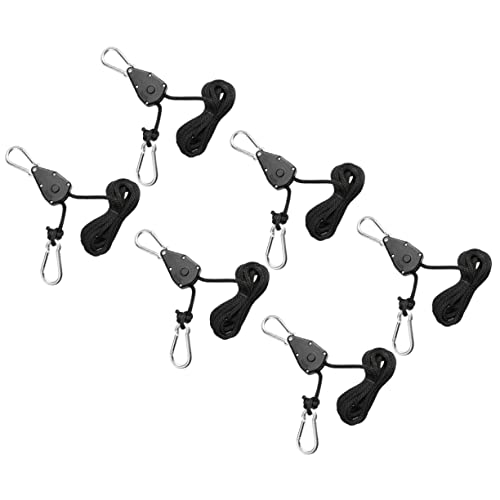 HANABASS Suspensions Pour Lampes De Culture Cordes Réglables Et Crochets De Levage En Métal Abs Et Pp Pour Jardin Intérieur, Lot De 6, Ajustement De Hauteur Pratique Pour Lampes De Croissance
