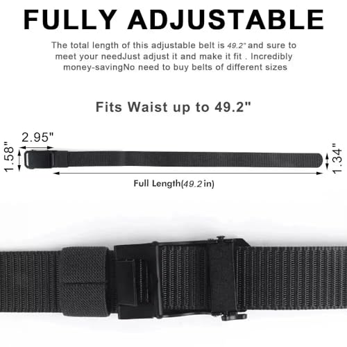 Men’s Tactical Belt with Quick-Release Buckle – Adjustable Nylon Military-Style Waist Belt for Work, Outdoor, or Casual Use BLACK3