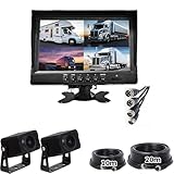 TK-SERVICE AHD バックカメラ ３カメラ モニターセット ９インチ ドライブレコーダー機能 前後同時録画 暗視 1080P 12V/24V対応 ガイドライン表示 正像鏡像切替可能 ノイズ対策 4画面 防水 日本語説明書 (9inchモニター+2カメラ)