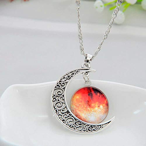COLORFUL BLING 2PCS Galaxy Crescent Moon Pendant Necklaces Jewelry4