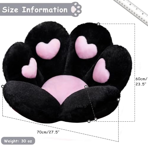 Cat Paw Cushion Kawaii Office Chair Cushion Comfy Plush Gaming Chair Cushion Kawaii Seat Cushion for Girl, Cute Gaming Accessories Room Bedroom Decorate 28"x 24" (Black)