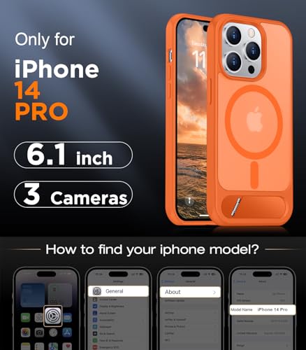 Image of Magnetic Compatible with iPhone 14 Pro Case, [Built-in Invisible Kickstand][Compatible with MagSafe] [Military Grade Shockproof] Slim Translucent Matte Phone Case for iPhone 14 Pro 6.1 inch