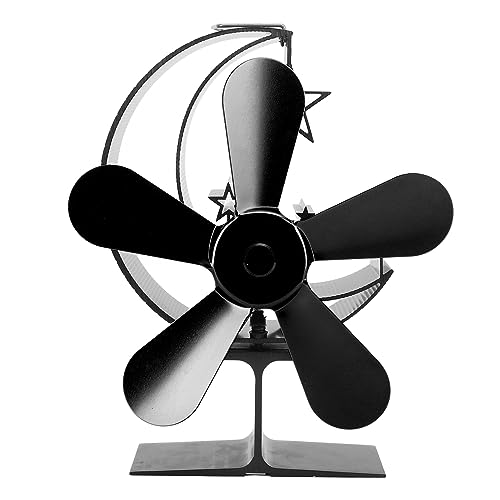 ANKROYU Ventilador de estufa alimentado por calor, calefacción eficiente, funcionamiento silencioso, ahorro de energía, ventilador de estufa de leña de aleación de aluminio para chimenea, (Negro)