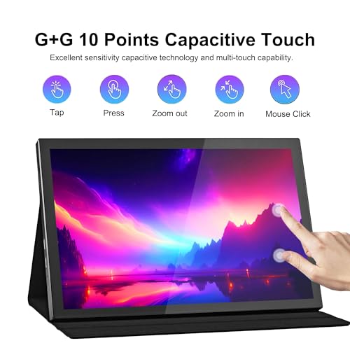 Image of 10.1 inch Touch Screen Portable Monitor for Raspberry Pi, IPS 1280x800 HD Display 60Hz, USB-C /HDMI, Secondary Screen with Case, Speakers, Plug & Play, Compatible with Raspberry Pi 5 /4B /3B+, Windows