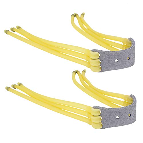 Wisdoman Outdoor Hunting Slingshot Rubber Bands Anti-Slip Leather Bands Tube Elastica Replacement Kits Slingshot Accessories for Stainless Adjustable Adult Hunting Slingshot Kit (2 Picks) - Yellow