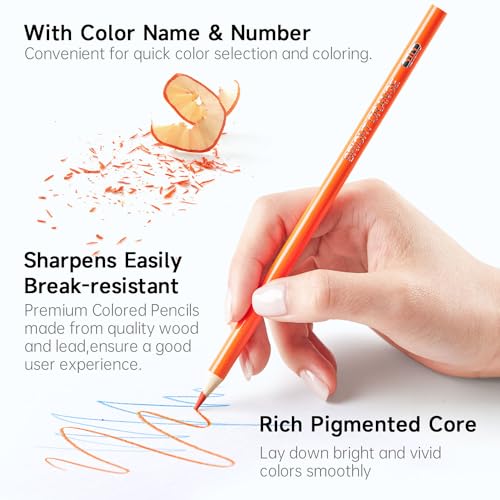 Image of Shuttle Art 172 Colored Pencils, Soft Core Color Pencil Set for Adult Coloring Books Artist Drawing Sketching Crafting