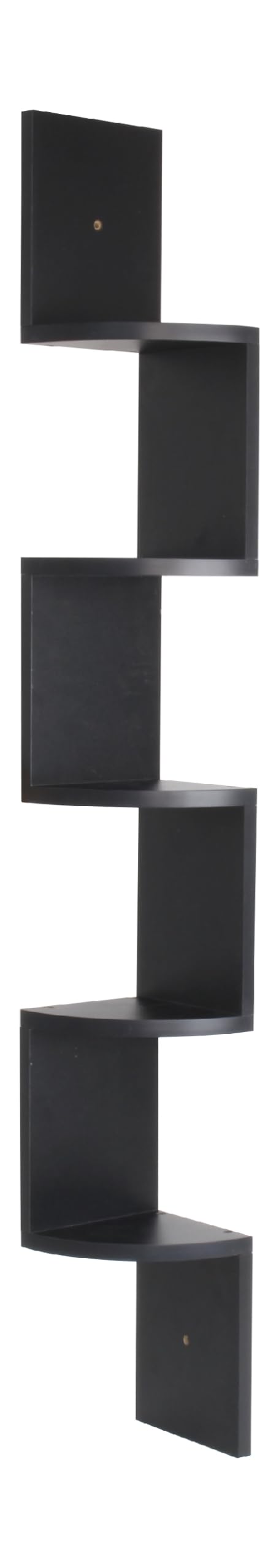 Optimal Products 5 Tier Corner Wall Mounted Shelves Picture Ledge Display Rack Book Storage Shelf UK (Black)