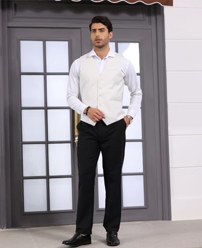 Mens Vest Business Formal Slim Fit Dress Waistcoat V Neck Tuxedo Suit Vest2