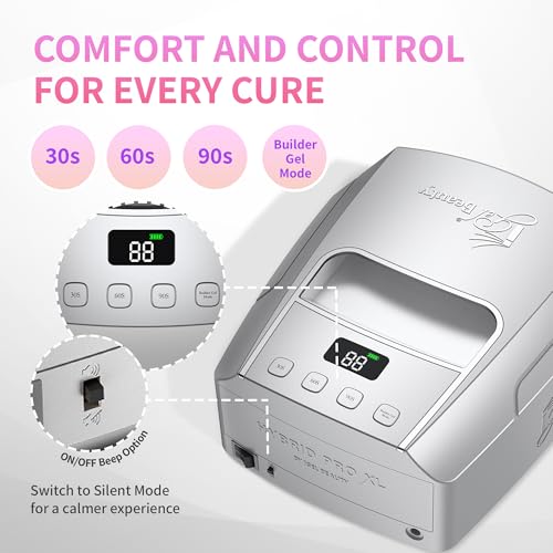 Image of iGel Beauty Hybrid PRO 3.0 XL UV /LED Nail Lamp - Wireless Rechargeable 48W Nail Dryer, Extra Wide Full-Hand Curing, 9000mAh Battery, Smart Timer & Builder Gel Mode, Cordless Professional Lamp