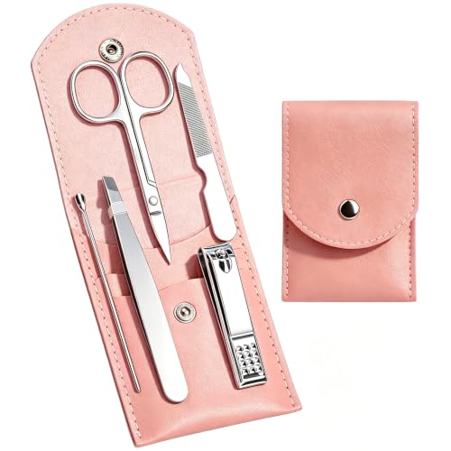 HANTEKAS Kit de manucure de voyage Kit de coupe-ongles - 5 pièces Kit de manucure en acier inoxydable, outils de soins des ongles pour femmes et hommes...