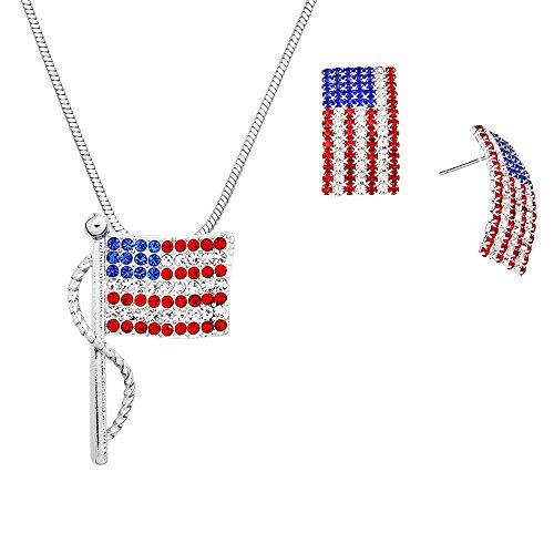 Flag Pendant Necklace and Earrings Set