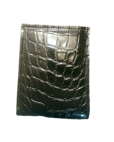 Portefeuille en cuir véritable crocodile noir pour vos déplacements