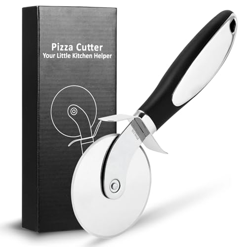 Cortador de Pizza, corta pizza，cortador pizza，Pizza Cutter con Rueda de Acero Inoxidable y Mango de | Negro