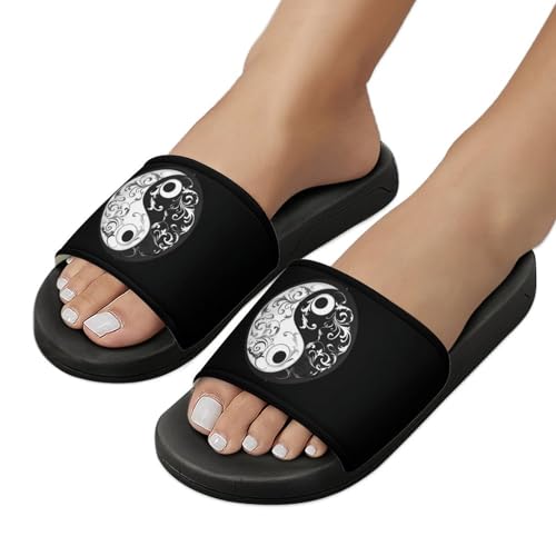 Yin And Yang Taoism Symbo Unisex Shower Shoes House Slippers Non-Slip Indoor Bathroom Shoes for Pool Beach 44 (270mm)3