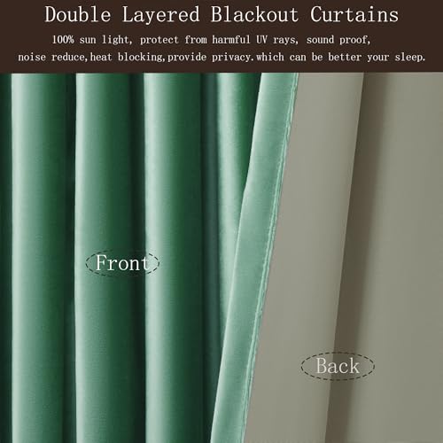 Image of 100% Full Blackout Velvet Curtains 102 inch Long for Living Room ,Set of 2 Liner Turquoise Aqua Rod Pocket Back Tab Window Treatment Room Darkening Heavy Decorative Curtains Drapes for Bedroom