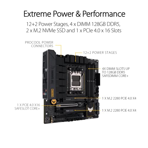 TUF GAMING B650M-PLUS Scheda Madre Gaming micro ATX, AMD B650, AM5, DDR5, 3xPCI 4.0, Realtek, Nero - Scheda madre - Immagine 2