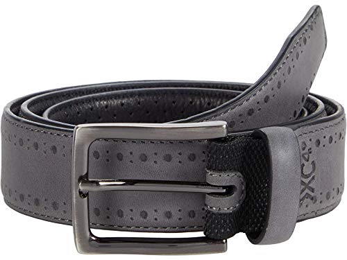 Johnston & Murphy® XC4 Perfed Edge Belt for Men – Leather Construction – Gunmetal Finish - Lightweight