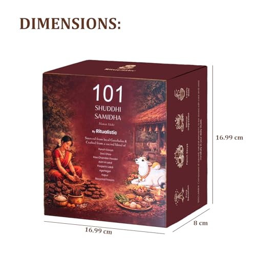 Image of Ritualistic Shuddhi Hawan Samidha Sticks - Ritual Pack (101 Units) | Gaushala Sourced with Panchgavya, Chandan, Peepal & Aam Ki Lakdi | Pure Natural Havan Samidha for Daily Puja, Yagya & Agnihotra