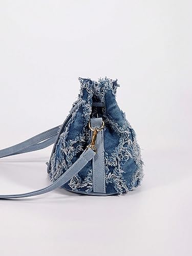 Verdusa Women's Mini Rhinestone Faux Pearl Decor Drawstring Chain Bucket Bag Crossbody Bag2