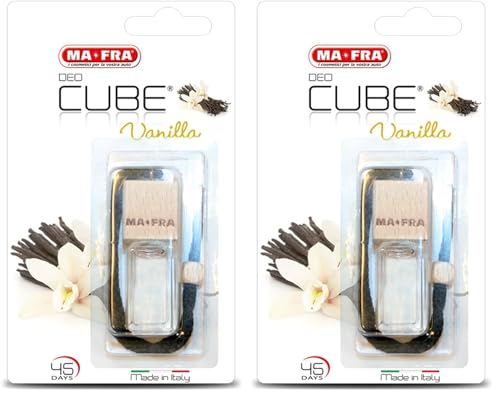Mafra, Parfum de Voiture et Vanille, Rafraîchit l’Intérieur et Petits Environnements, Design Élégant en Forme de Cube et Bouchon en Bois, Durée Longue...
