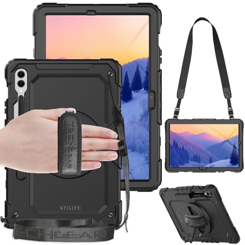 TECHGEAR Utility Funda Compatible con Samsung Galaxy Tab S7 FE 12.4' 2021 (SM-T730 / T736) Funda Protectora Prueba de Choques Resistente Carcasa con Soporte Giratorio de 360 Grados y Correa de Hombro