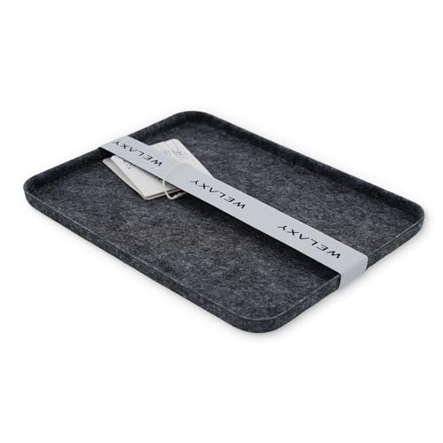 Image of Welaxy felt tray Lid for Storage Bins Drawer Organizer bin cap of box for junk stuff stationery makeup jewelry closet bathroom minimalist lifestyle (Charcoal Lid, M)