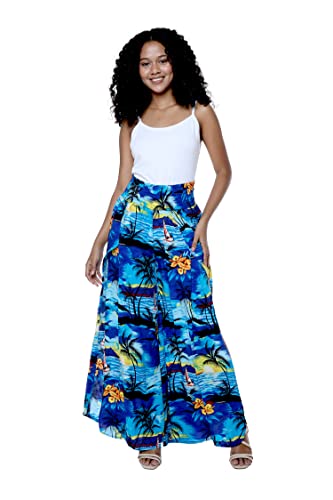 Matchable Family Hawaiian Luau Men Women Girl Boy Clothes in Sunset Blue2