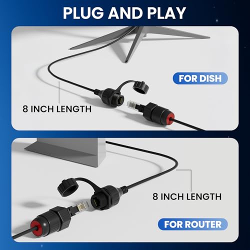 Image of BarBaren for Starlink Ethernet Adapter Gen 2, Starlink Cable Starlink V2 SPX Plug to RJ45 Adapters Female Connectors for Starlink Gen 2 Dishy and Router (Pair for Dish and Router), Waterproof