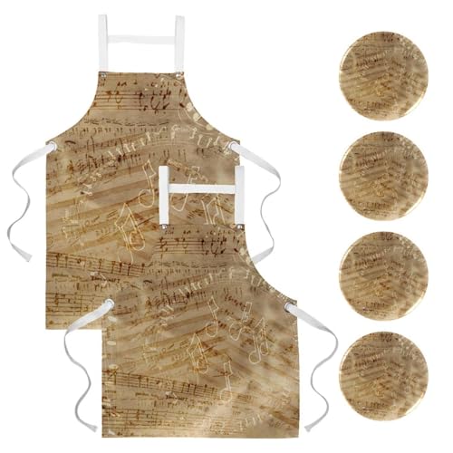 Tablier de cuisine vintage notes de musique pour passionnés