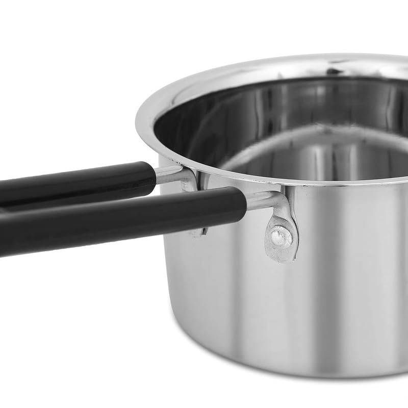 Image of Stainless Steel Sauce Pan, Tea Pan, Milk Pan Heavy Guage 1, 1.5 Litre (Gas Stove Friendly), Silver 22 Gauge 800g