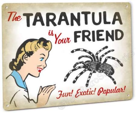 Tarantula Sign Funny Retro Metal Pet Decor Only Made in The USA