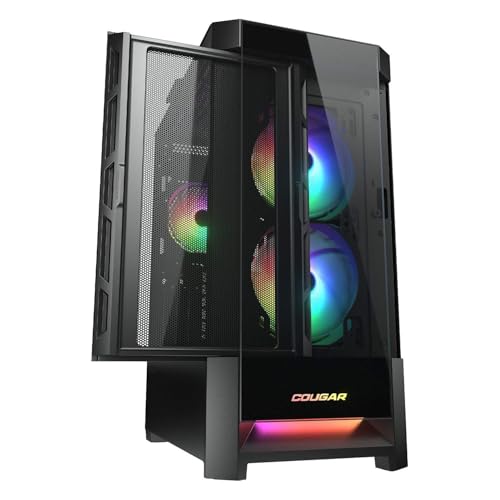 Image of Cougar Gaming Duoface Mid Tower Case Series, Supporting 390mm Graphics Card, Incredible RGB Lighting, Two Distinct Front Panels Included, Mesh and Tempered Glass (Duoface RGB - Black)