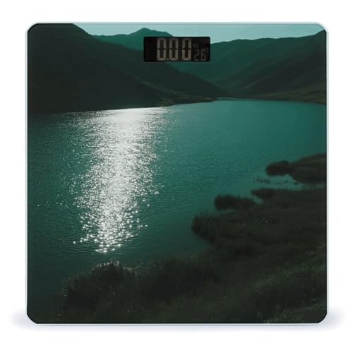 Báscula de baño digital verde oscuro con vidrio templado