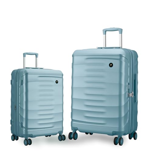 Image of Maleta Crescent Cabin and Large Size |20'' and 28''| TSA Lock,Expandable,Anti-Theft Zipper,Wet-Dry Compartment| Trolley Bag Set of 2 | Luggage Bags | Suitcase (Mint Green, Set of 2 (Small-Large))