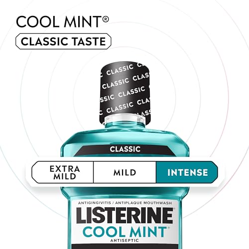 Listerine Cool Mint Antiseptic Mouthwash, Daily Oral Rinse Kills 99% of Germs that Cause Bad Breath, Plaque and Gingivitis for a Fresher, Cleaner Mouth, Cool Mint Flavor, 1.5 L