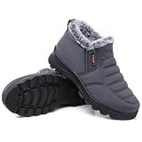 SHIBEVER Winter Boots for Women Snow: Womens Winter Boots Ankle Insulated Grey Size 7 Short Comfortable Cold Weather Booties