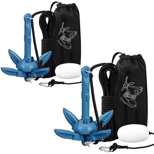 Image of Lounsweer 2 Pack 1.5 /3.5 lb Marine Kayak Anchor Kit Folding Grapnel Anchor Kit Boat Kayak Fishing Accessories for Small Boats Kayaks Canoe Paddle Boards