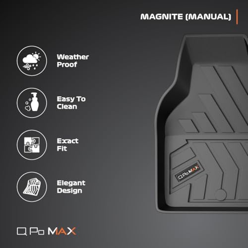 Image of Q Po Magnite Manual (MAX) Nov 2022 - Present | ECO TPE Car Floor Mat |Anti Slip All Weather Mats for Magnite (Manual) (Black)